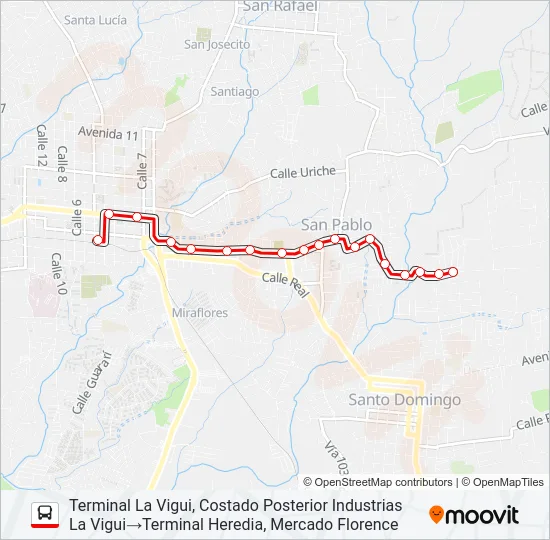 HEREDIA - LA VIGUI Bus Line Map
