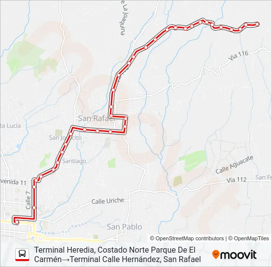 HEREDIA - CALLE HERNÁNDEZ POR SAN RAFAEL Bus Line Map