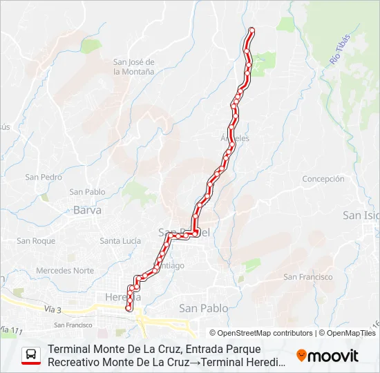 HEREDIA - MONTE DE LA CRUZ POR SAN RAFAEL Bus Line Map