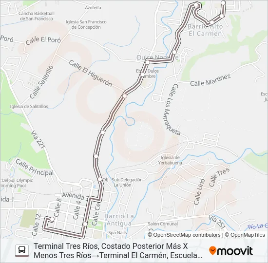 TRES RÍOS - BARRIO EL CARMÉN Bus Line Map