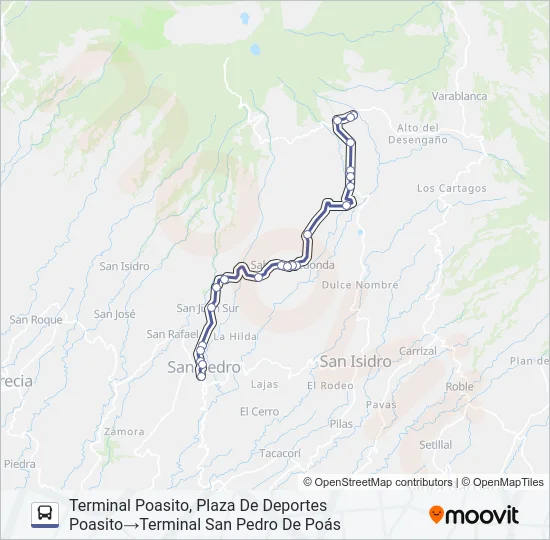 SAN PEDRO DE POÁS - POASITO Bus Line Map