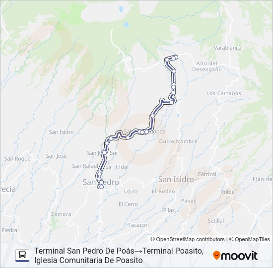 Mapa de SAN PEDRO DE POÁS - POASITO de autobús