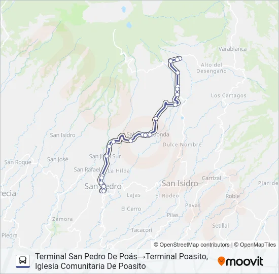 SAN PEDRO DE POÁS - POASITO Bus Line Map
