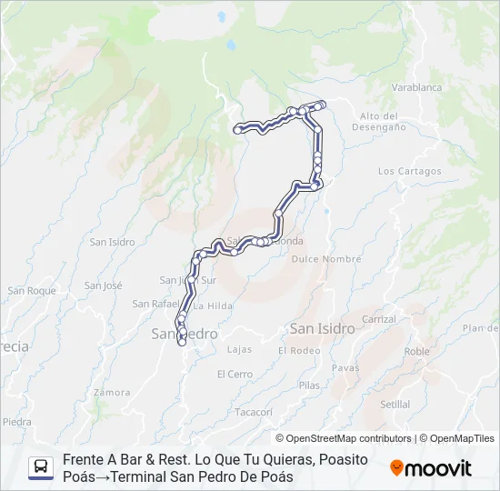 SAN PEDRO DE POÁS - LOS MURILLO Bus Line Map