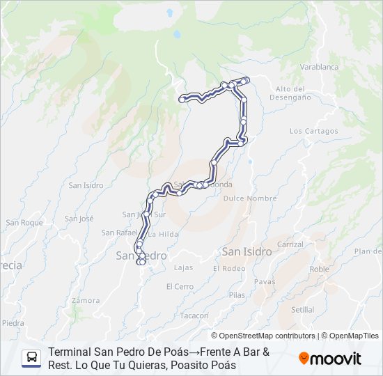 Mapa de SAN PEDRO DE POÁS - LOS MURILLO de autobús