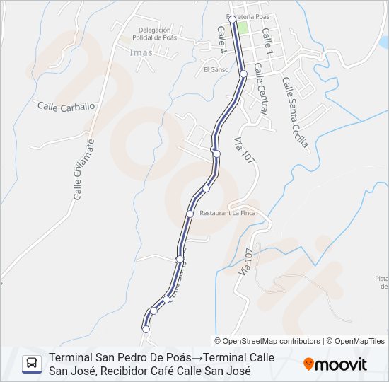 Mapa de SAN PEDRO DE POÁS - CALLE SAN JOSÉ de autobús