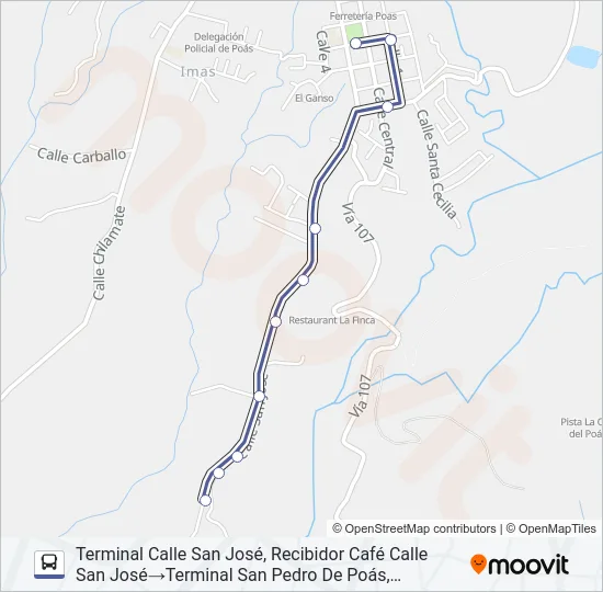 SAN PEDRO DE POÁS - CALLE SAN JOSÉ Bus Line Map