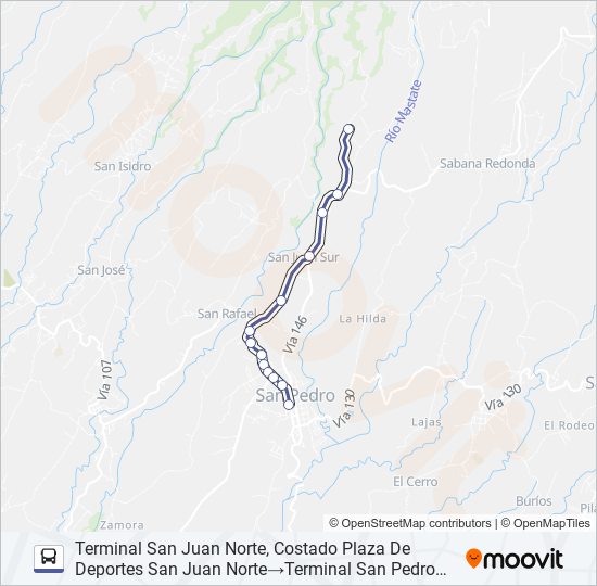 Mapa de SAN PEDRO DE POÁS - SAN JUAN NORTE de autobús