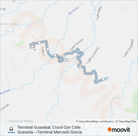 GRECIA - GUAYABAL Bus Line Map