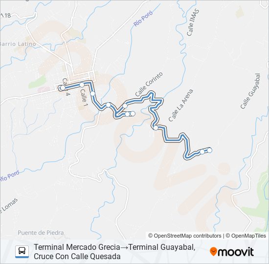 GRECIA - GUAYABAL bus Line Map