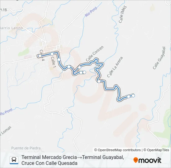 GRECIA - GUAYABAL Bus Line Map