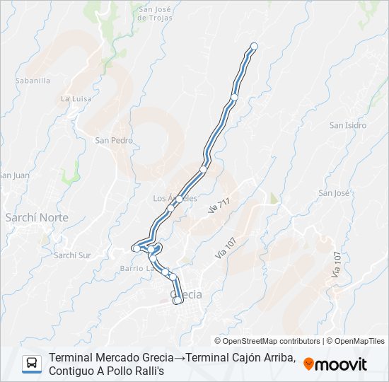 GRECIA - CAJÓN ARRIBA bus Line Map