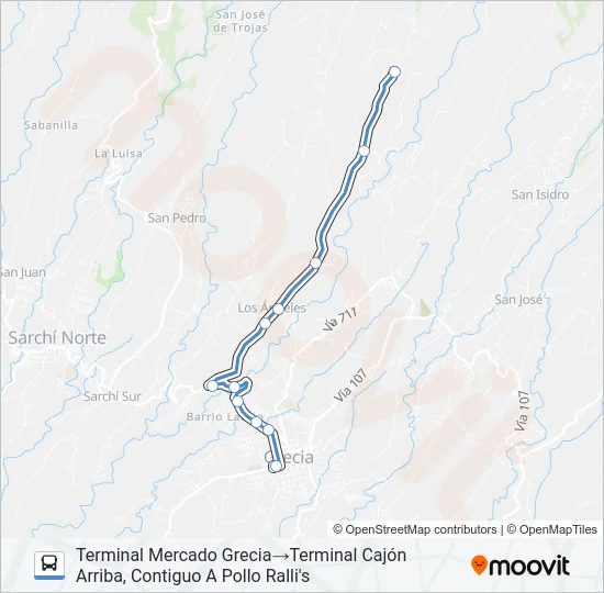 GRECIA - CAJÓN ARRIBA Bus Line Map