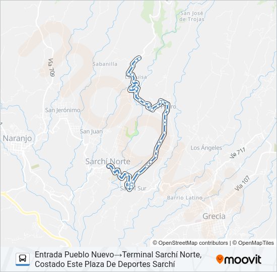 Mapa de SARCHÍ - PUEBLO NUEVO de autobús
