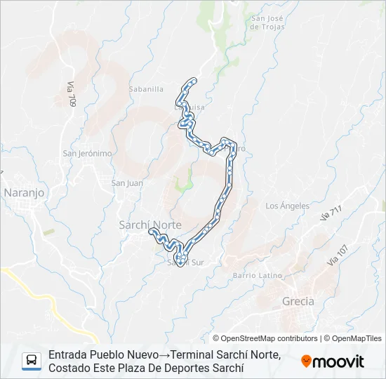 SARCHÍ - PUEBLO NUEVO Bus Line Map