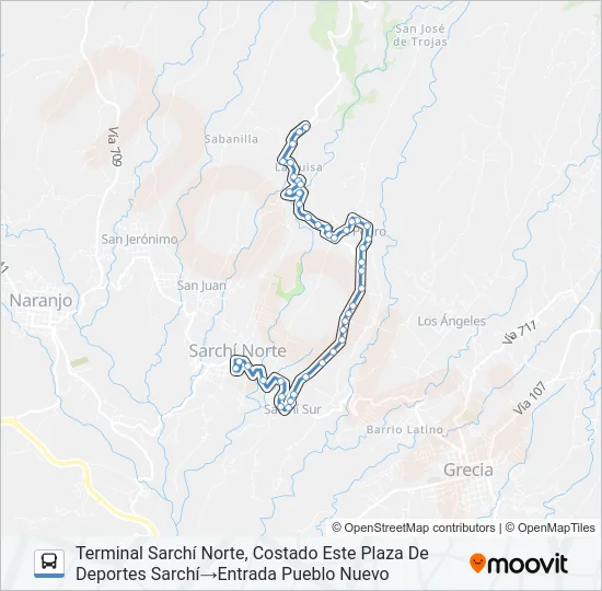 SARCHÍ - PUEBLO NUEVO Bus Line Map
