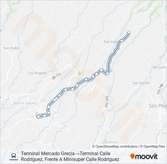 GRECIA - CALLE RODRÍGUEZ bus Line Map