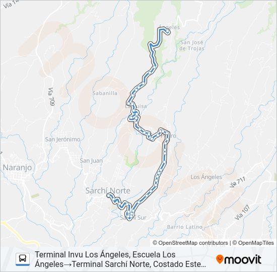Mapa de SARCHÍ - EL INVU LOS ÁNGELES de autobús