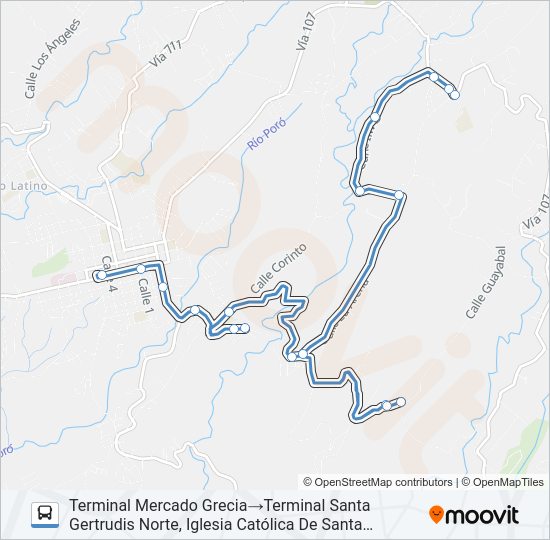 Mapa de GRECIA - ARENA - SANTA GERTRUDIS NORTE de autobús