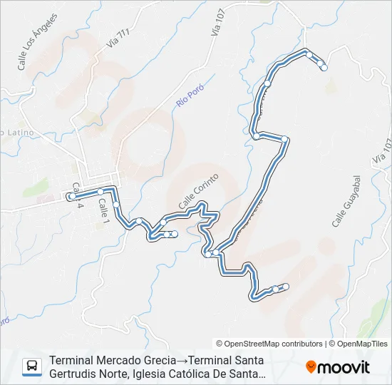 GRECIA - ARENA - SANTA GERTRUDIS NORTE Bus Line Map