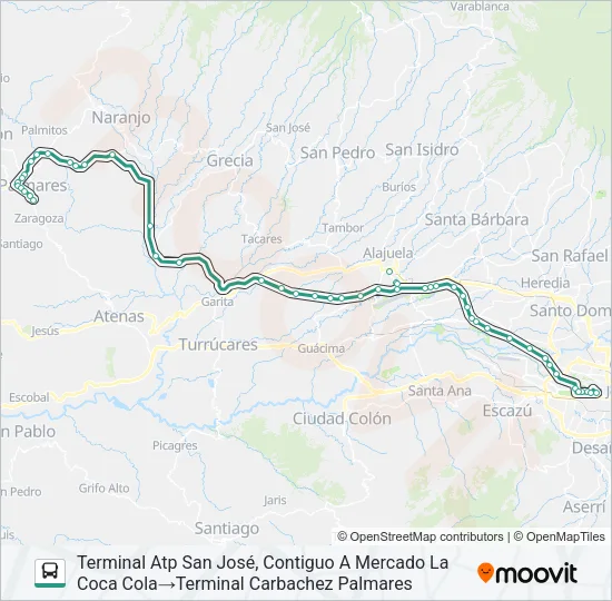 SAN JOSÉ - PALMARES Bus Line Map