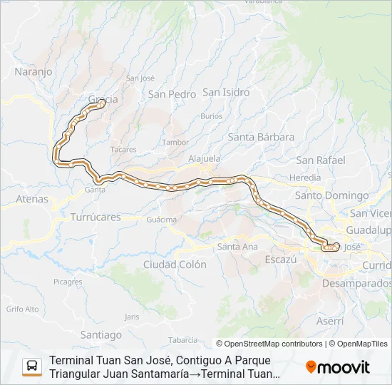 SAN JOSÉ - GRECIA Bus Line Map