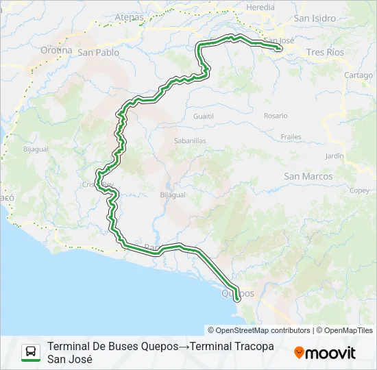 SAN JOSÉ - QUEPOS Bus Line Map