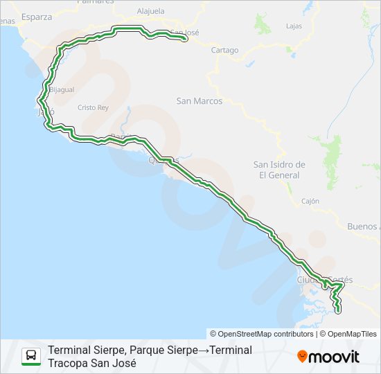 Mapa de SAN JOSÉ - SIERPE de autobús