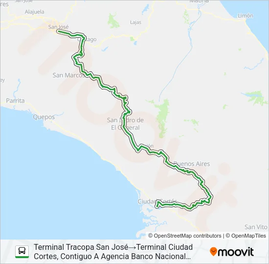 SAN JOSÉ - CIUDAD CORTÉS Bus Line Map
