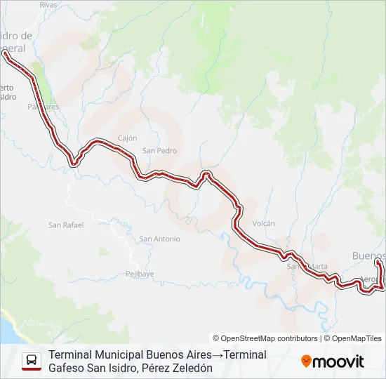 SAN ISIDRO DE EL GENERAL - BUENOS AIRES Bus Line Map