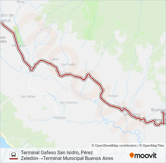 SAN ISIDRO DE EL GENERAL - BUENOS AIRES Bus Line Map
