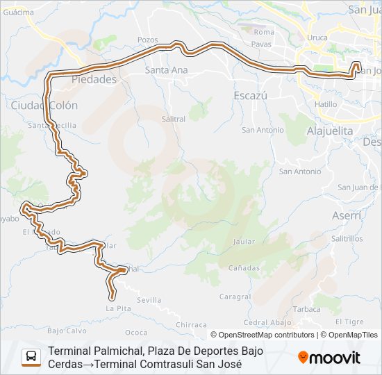SAN JOSÉ - PALMICHAL Bus Line Map