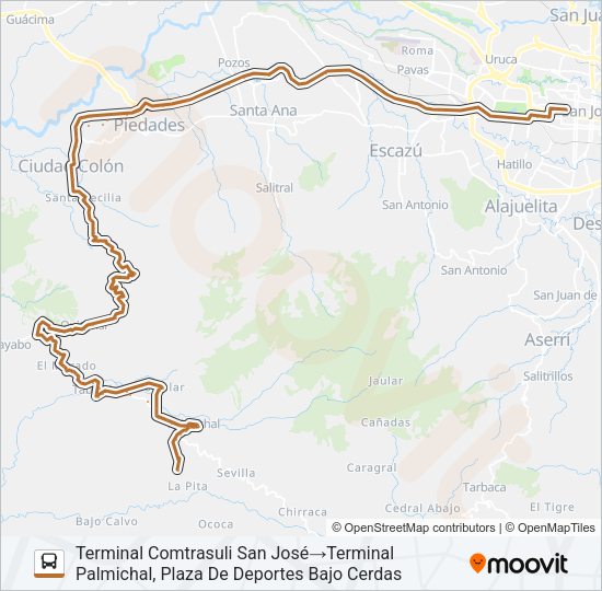 Mapa de SAN JOSÉ - PALMICHAL de autobús