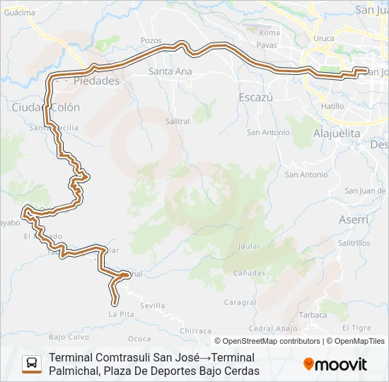 SAN JOSÉ - PALMICHAL Bus Line Map