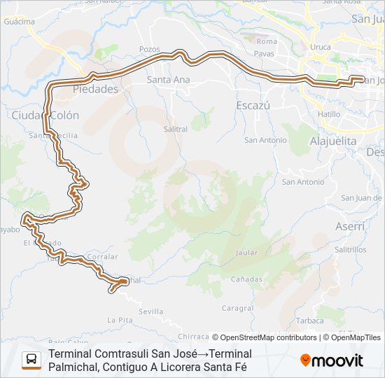 Mapa de SAN JOSÉ - PALMICHAL de autobús
