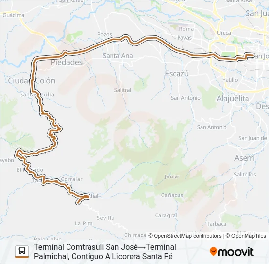 SAN JOSÉ - PALMICHAL Bus Line Map