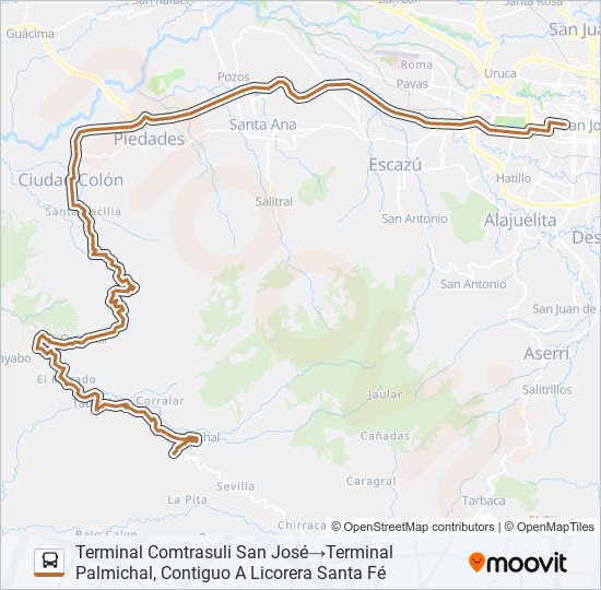 Mapa de SAN JOSÉ - PALMICHAL de autobús