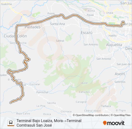 Mapa de SAN JOSÉ - PIEDRA BLANCA de autobús