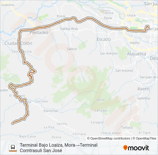 SAN JOSÉ - PIEDRA BLANCA Bus Line Map