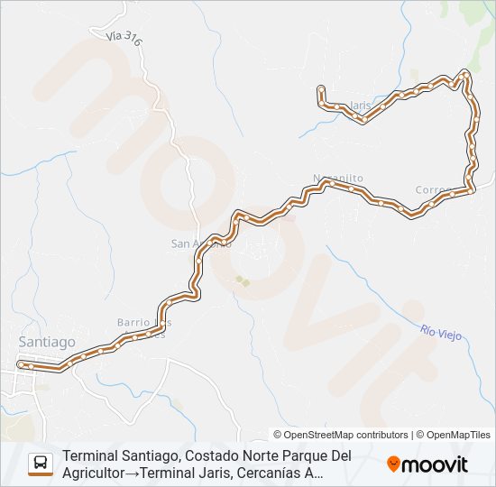 Mapa de SANTIAGO PURISCAL - JARIS de autobús