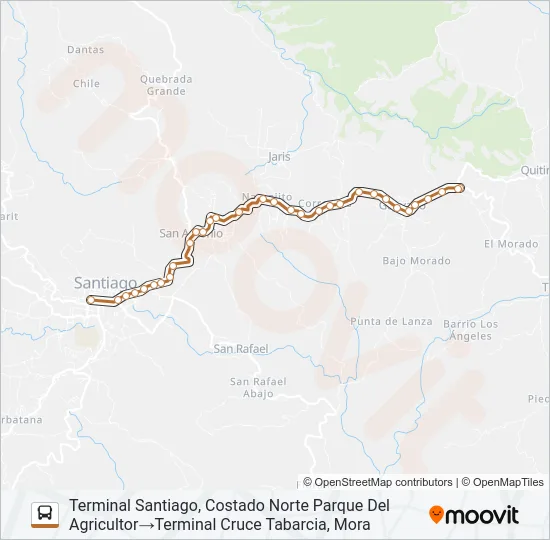 SANTIAGO PURISCAL - GUAYABO Bus Line Map