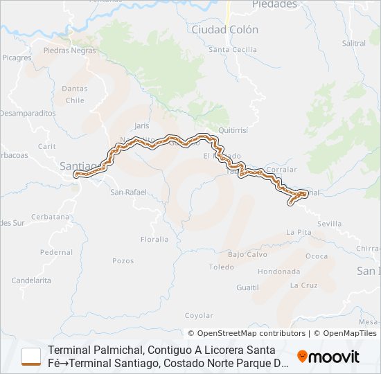 SANTIAGO PURISCAL - PALMICHAL bus Line Map