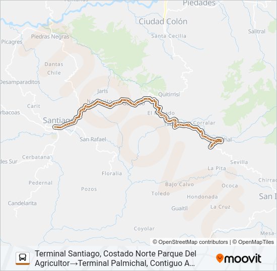 Mapa de SANTIAGO PURISCAL - PALMICHAL de autobús