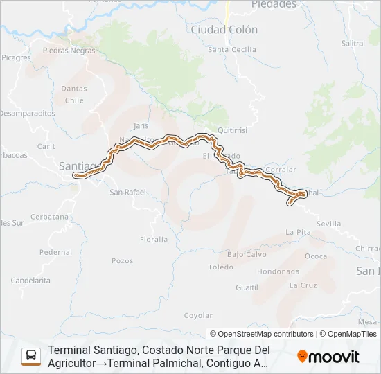SANTIAGO PURISCAL - PALMICHAL Bus Line Map