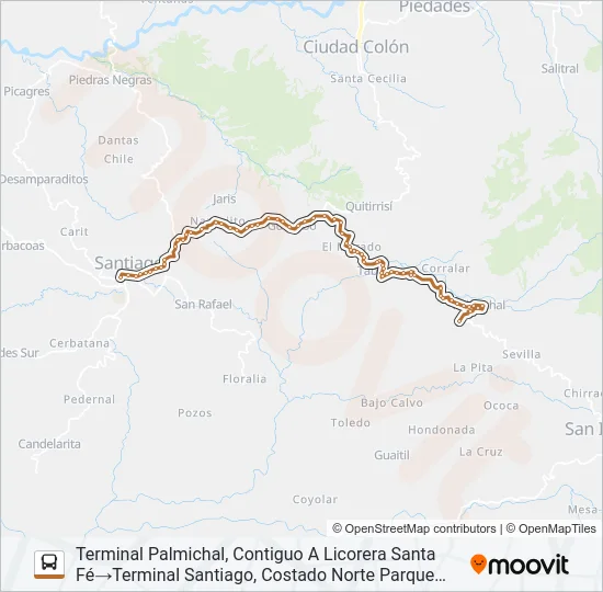 SANTIAGO PURISCAL - PALMICHAL Bus Line Map