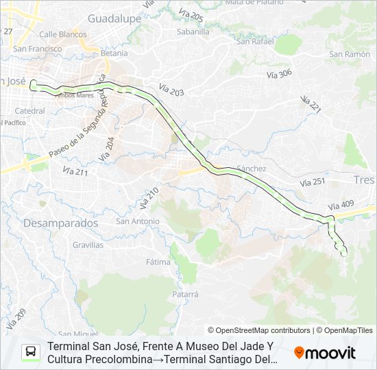Mapa de SAN JOSÉ - SANTIAGO DEL MONTE de autobús