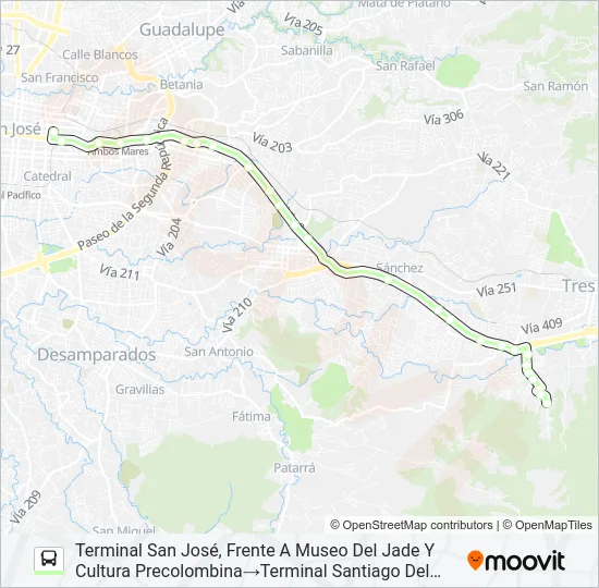 SAN JOSÉ - SANTIAGO DEL MONTE Bus Line Map