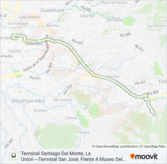 Mapa de SAN JOSÉ - SANTIAGO DEL MONTE de autobús