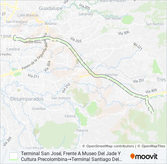 SAN JOSÉ - SANTIAGO DEL MONTE bus Line Map