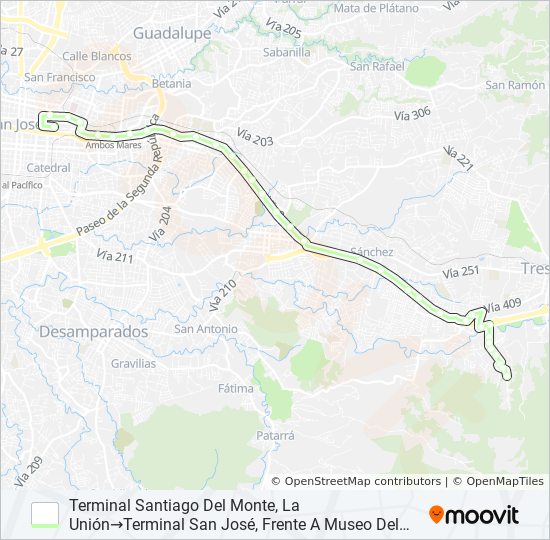 SAN JOSÉ - SANTIAGO DEL MONTE bus Line Map